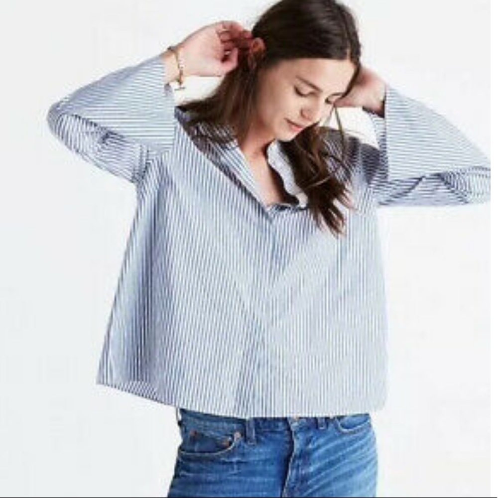 MADEWELL Bell Sleeve Pinstripe Button Down Top